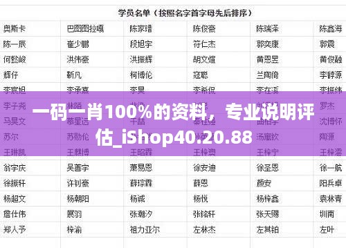 一码一肖100%的资料,专业说明评估_iShop40.20.88